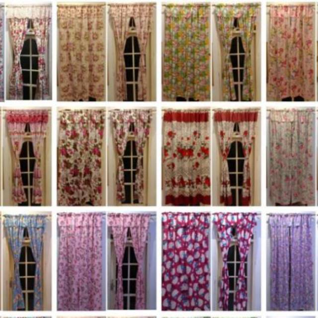 Gorden / Gordeng / Hordeng Tirai Pintu serut shabby  bunga