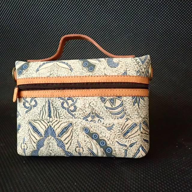 Tas kulit kombinasi batik lawasan / tas batik / tas kulit