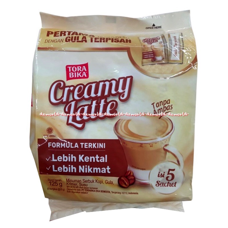 Kopi Tora Bika Creamy latte 5sachet Tanpa ampas Kopi dengan Gula bisa diatur Torabika Krimi Late 5 Sachet