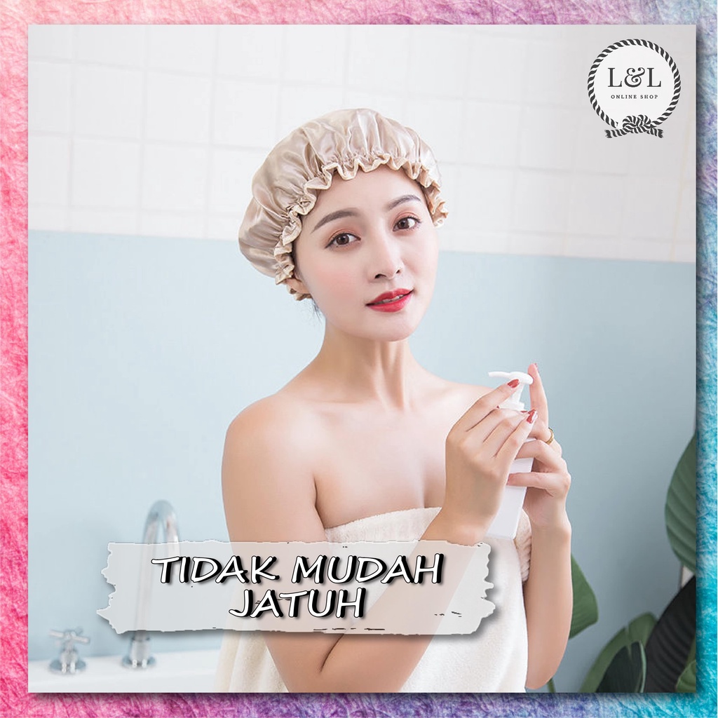 Shower Cap Penutup Kepala Mandi Penutup Rambut Topi Mandi Tutup Kepala Mandi Perlengkapan Mandi Hair Cap Mandi Anti Air Waterproof