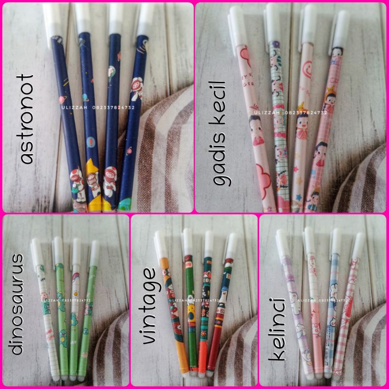

erasable pen/pulpen hapus motif karakter - tinta biru