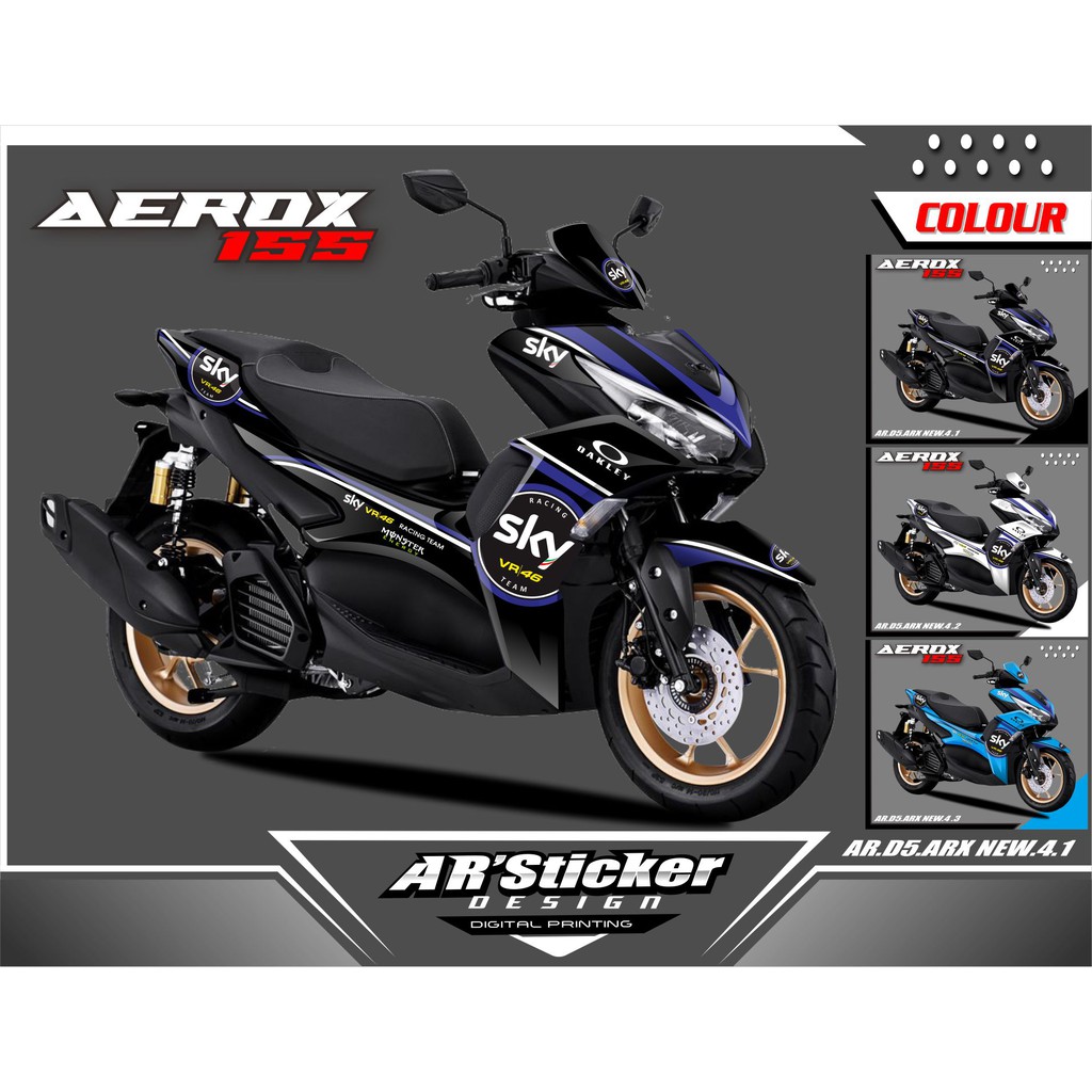 Decal Sticker  Aerox New Full Body, Dekal Yamaha Aerox New 2021 Disain SKY RACING AR (Kode 04)