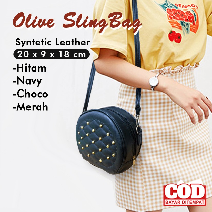 Tas Selempang Cewek kulit Bulat Tas Pesta Tas Slempang Wanita Sling bag Remaja Terbaru fashion Murah