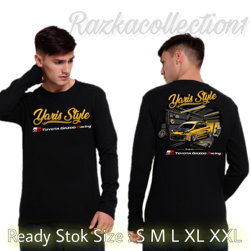 Baju Kaos Toyota Yaris Style Lengan Panjang / Baju Yaris Club Indonesia / Kaos Otomotif Toyota Yaris