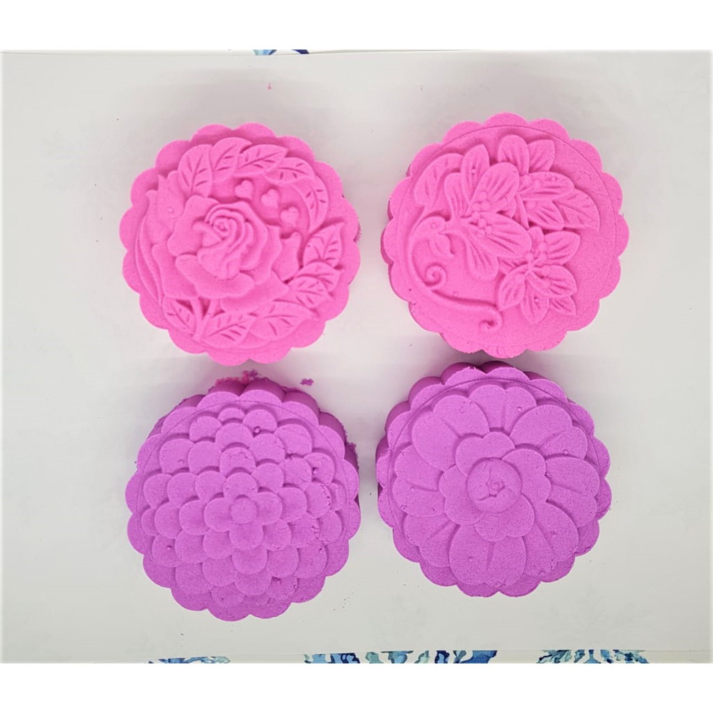 (4pc) cetakan kue bulan (150gr) mooncake press mold PREMIUM-FLOWER ROSE