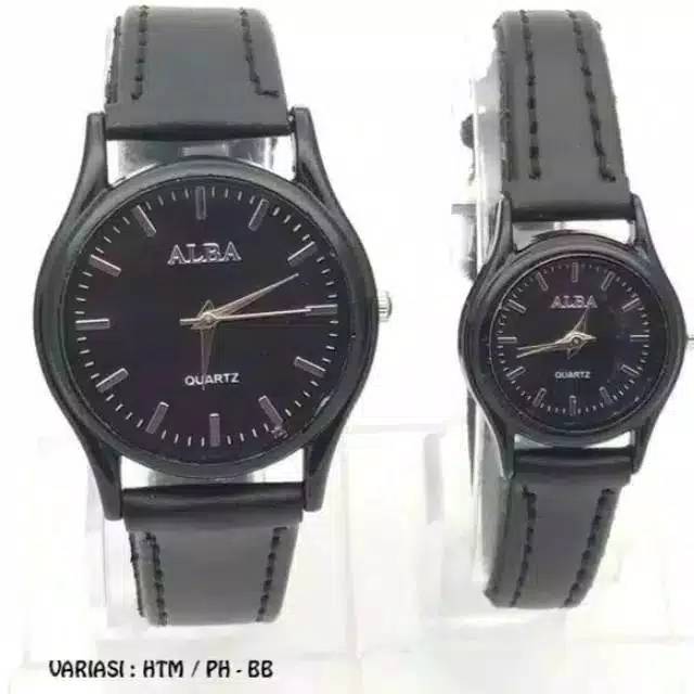 Terima Cod)Jam Tangan Couple Alba Strap Kulit (Dikirim Dari Jakarta)