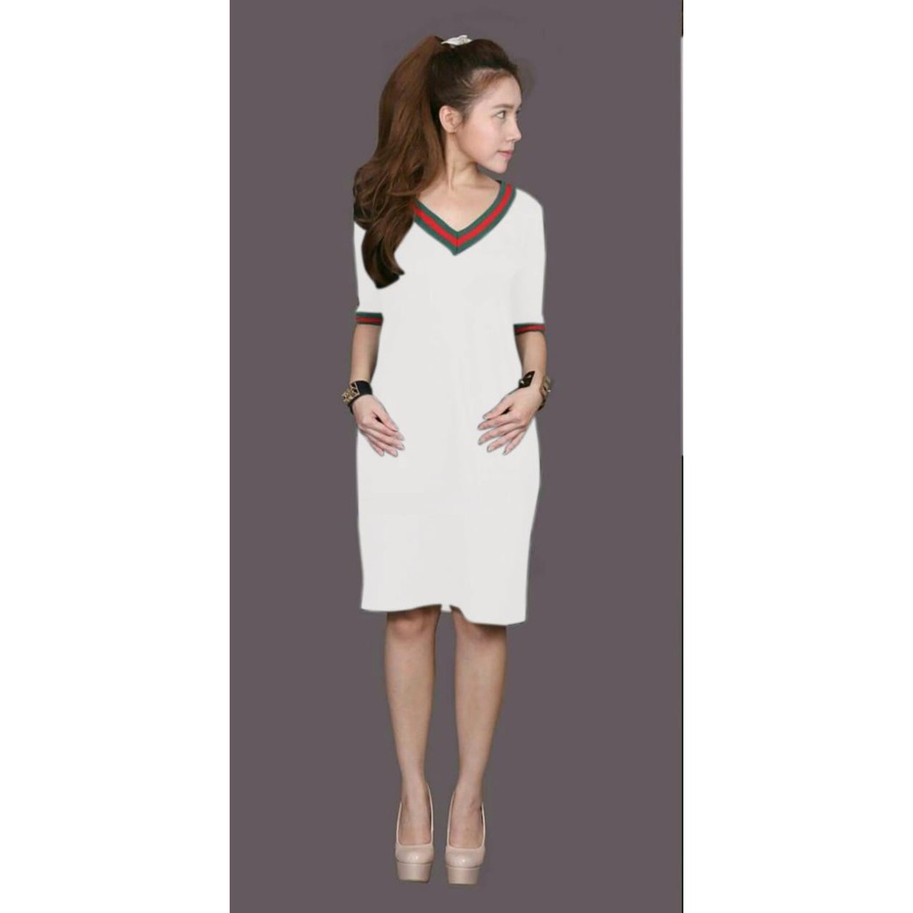 QF- DRESS V SAKU/ GUSI DRESS/ CASUAL DRESS WANITA/ TERLARIS