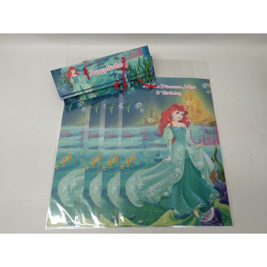 

Plastik Snack / Plastik Snack Ulang Tahun Custom Karakter Ariel Mermaid Hijau