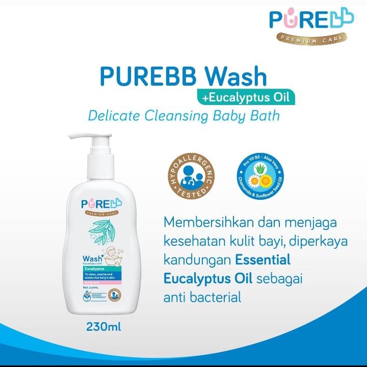 PureBB Wash Eucalyptus/Lavender/Lemongrass 230ml - Sabun Bayi