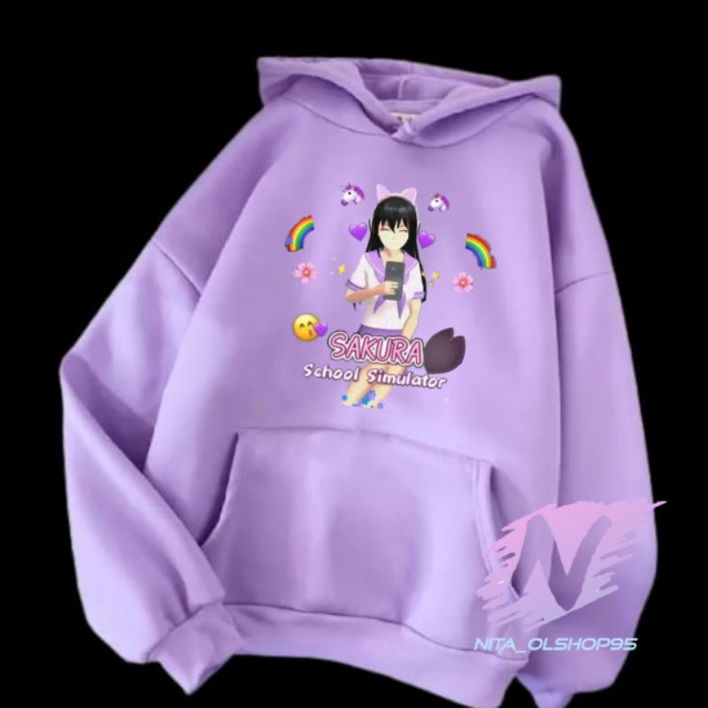 sweater sakura school simulator pelangi Hoodie sakura