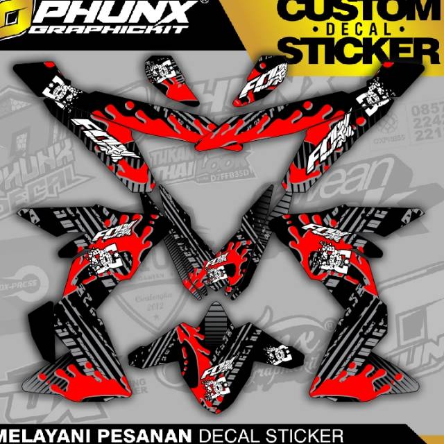 Stiker decal custom bisa untuk semua motor fox merah