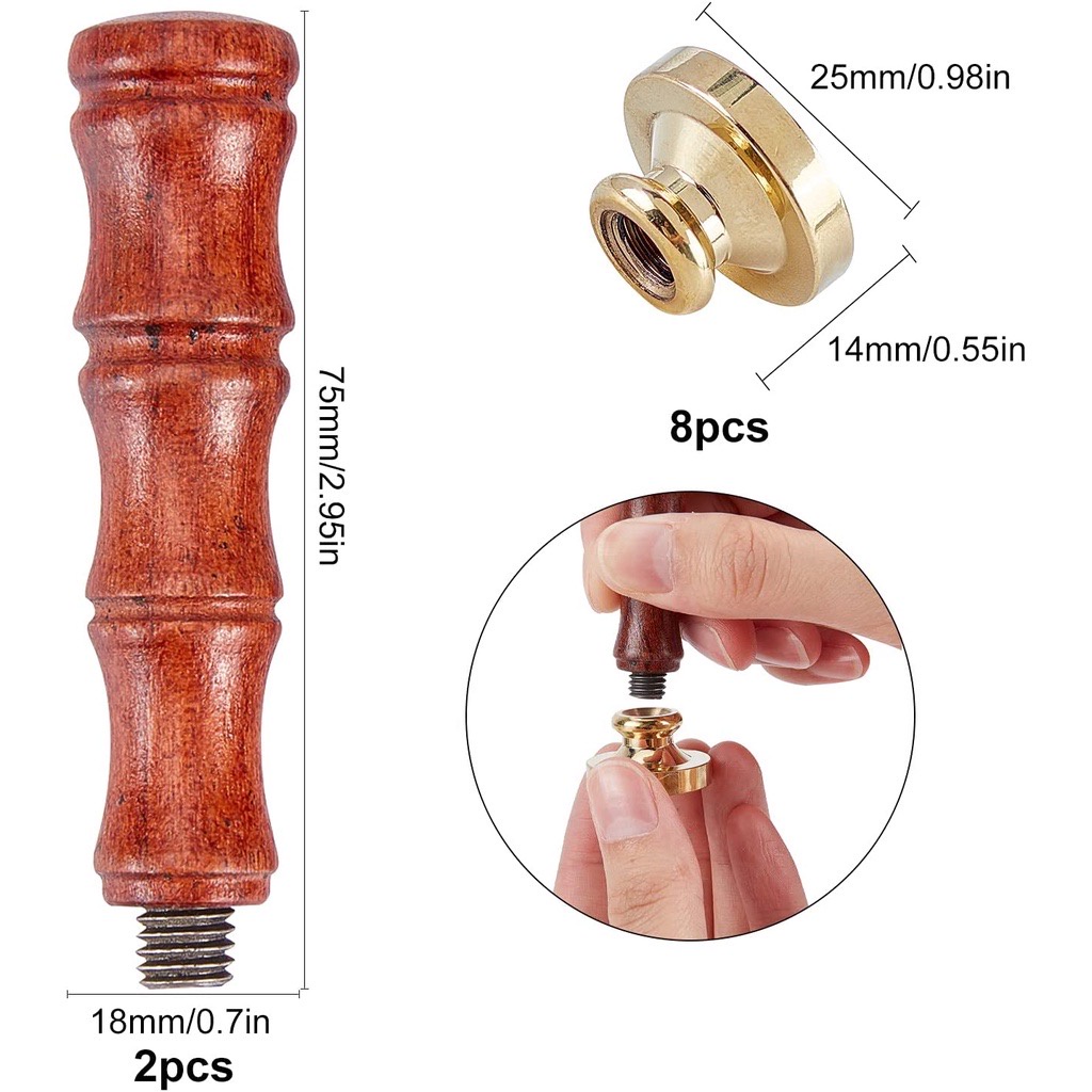

1 pcs Wood Handle Stamp Natural, Bamboo and Camel (Gagang Stempel Kuningan Seal wax ) / Fleksible