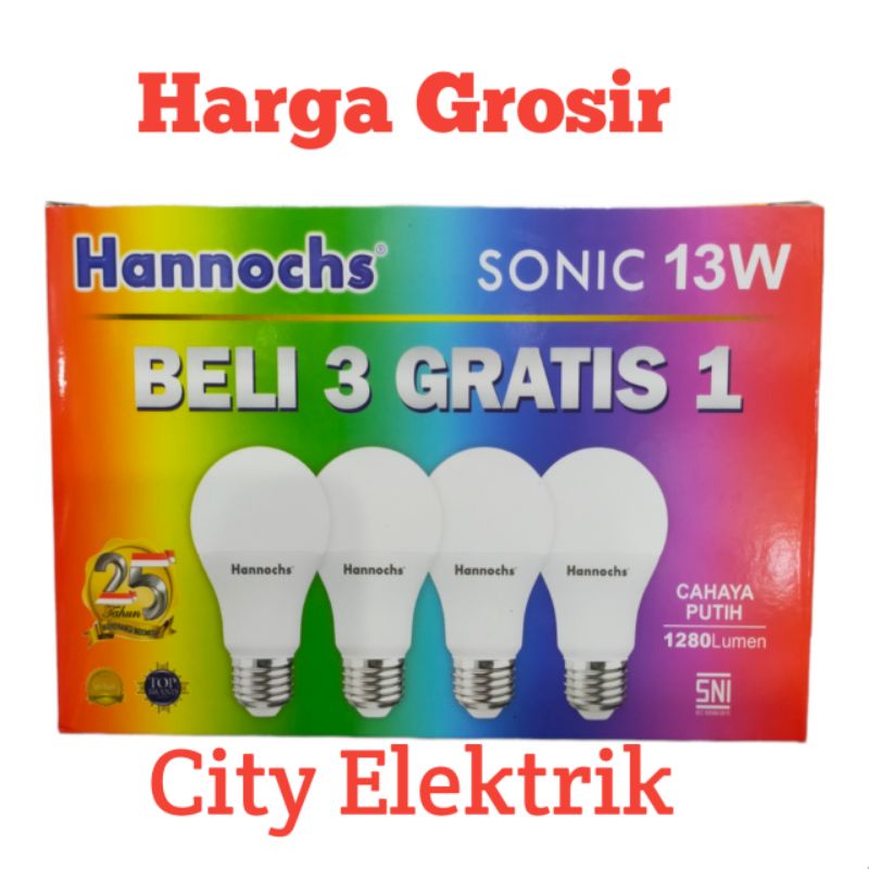 Hannochs Sonic Pack 13 Watt ( Paket 20 Pack ) 1 Dus 80 Pcs / 20 Pack ( Harga Grosir )