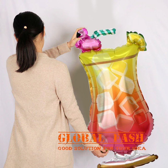 balon foil gelas flamingo / balon foil gelas minuman / balon birthday