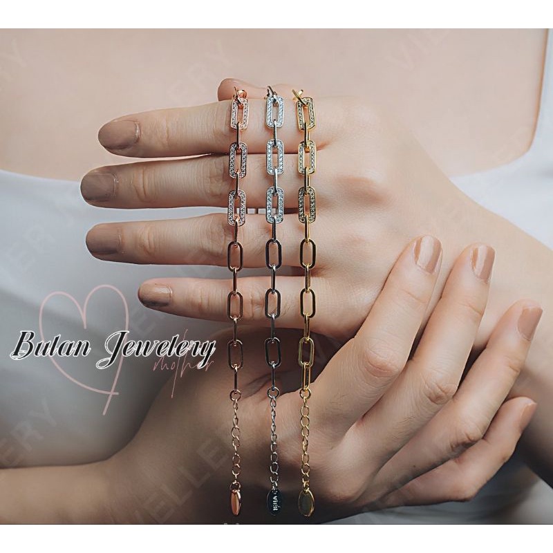 Gelang Rantai Premium (Vier) Replika Berlian / Lapis Emas