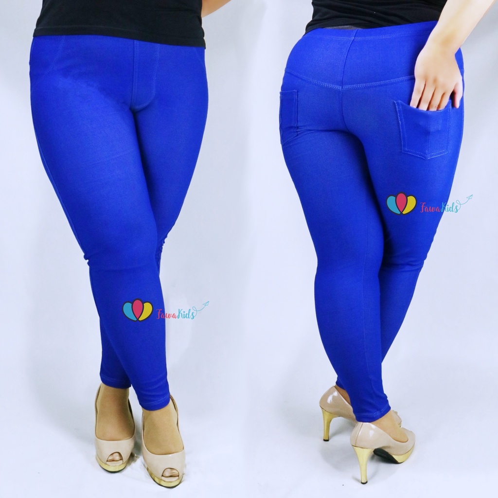 (DEWASA) Jegging JEANS KANTONG fit to XXL / Celana Dewasa Jumbo Jeans Wanita Leging Polos Kerja