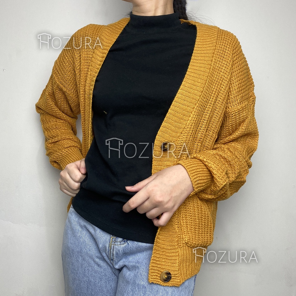 Hozura - Cardigan Sweater Rajut Wanita Selly - Kancing Wanita Kardigan Basic Outwear PREMIUM