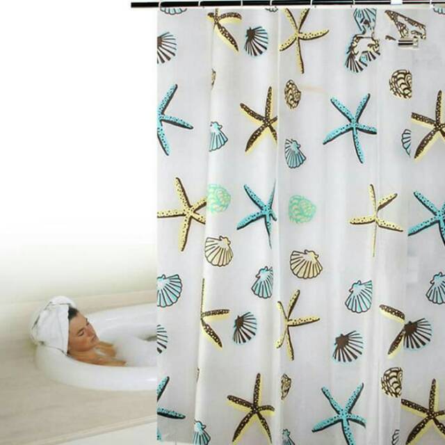 Tirai Kamar Mandi motif - Bathroom Shower Curtain + pengait Peva - Sekat