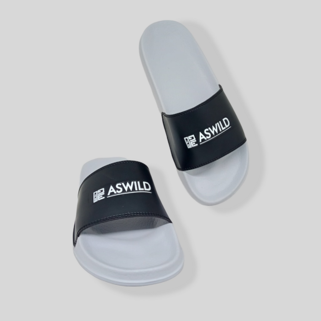 Sandal Pria Slide Aswild Store - Sandal Jarvis Black white