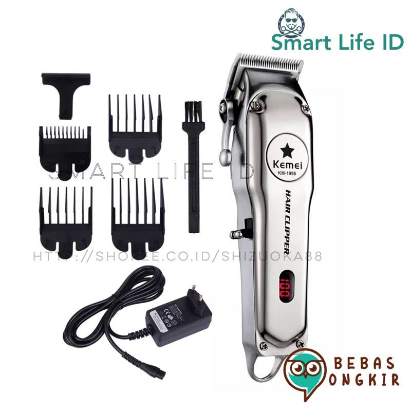 Kemei KM 1996 Alat Cukur Rambut Hair Clipper Cordless Full All Metal 2 in 1 Mesin Cukuran KM-1996