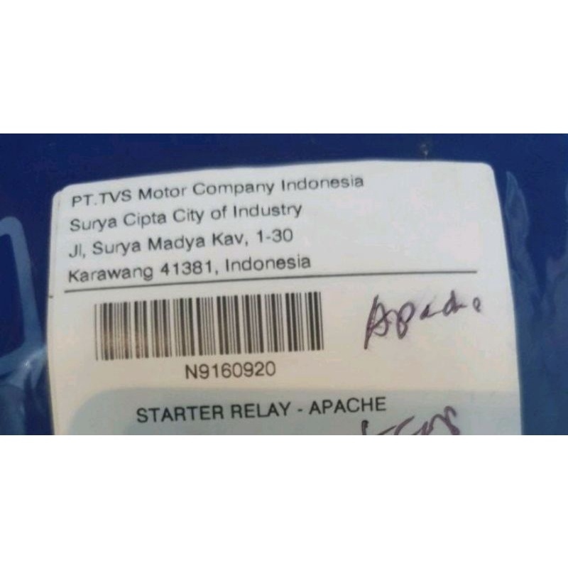 Bendik Apache 160 plus soket TVS ( Starter Relay )