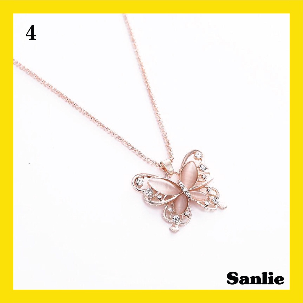 Sanlie Kalung Titanium Wanita Korea  Kalung Liontin Fashion Murah Model Kupu-Kupu 4