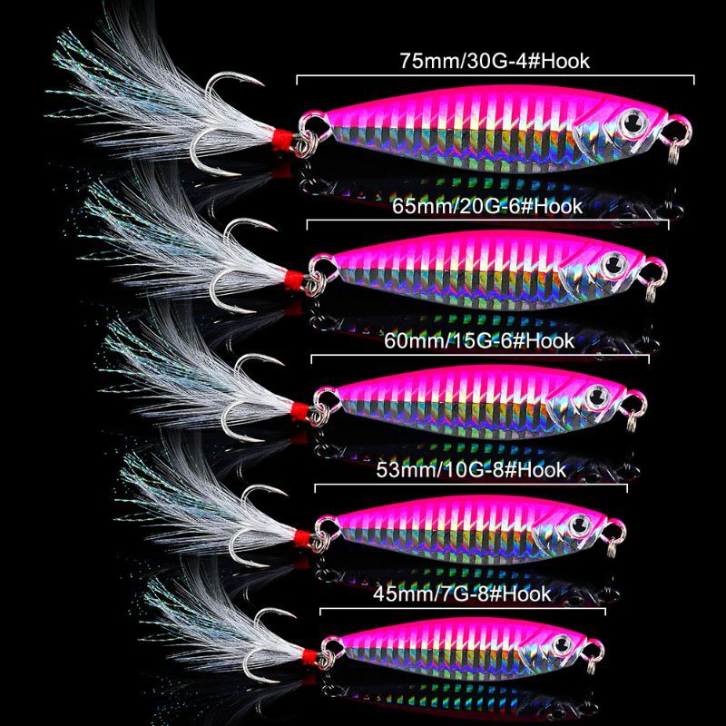 Umpan pancing metal jig + treble + asist hook fishing lure jigging 7g 10g 15g 20g 30g ultralight 048