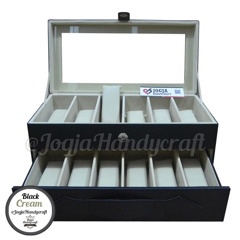 Kotak Tempat Kacamata Isi 12 / Glasses Box organizer  - Black Cream