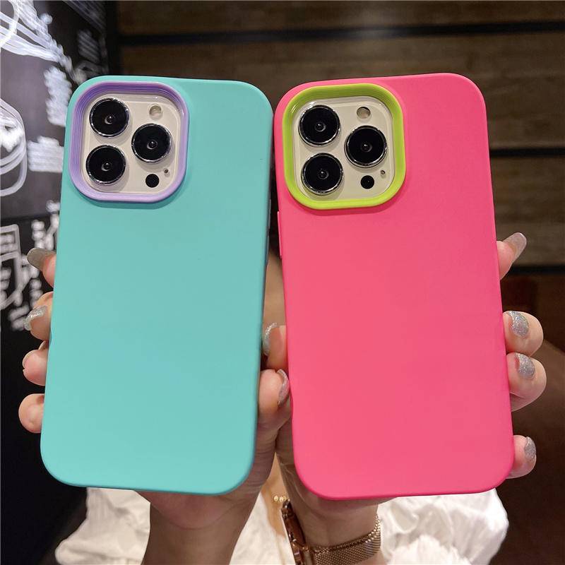 For iPhone 11 12 13 Pro Max 3 in 1 Silicone Phone Case For iPhone11 iPhone12 iPhone13 Soft Shockproof Bumpepr Back Cover