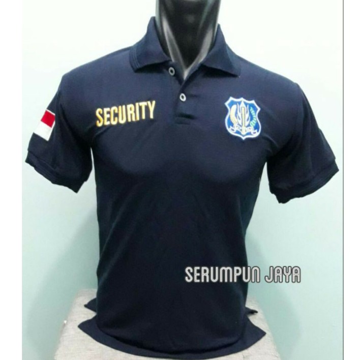 KAOS SECURITY NAVY - KAOS KERAH SECURITY NAVY LOGO BIRU - KAOS POLO SECURITY LOGO BIRU FULL BORDIR