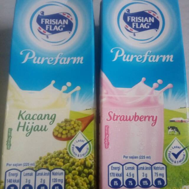 

Susu Uht Frisian Flag Purefarm 225ml rasa kacang hijau / strawberry