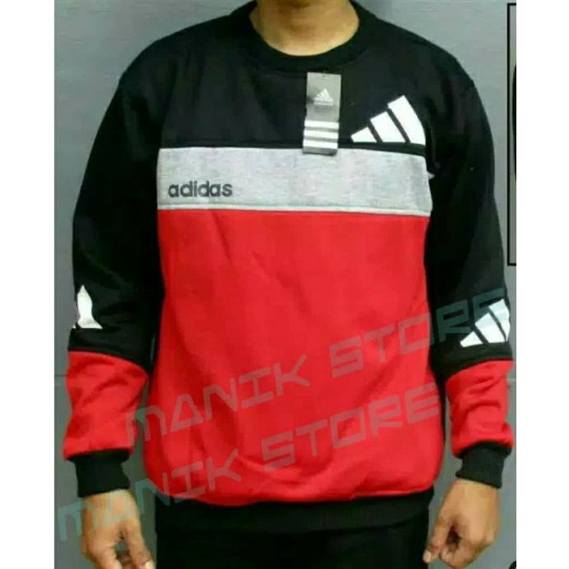 Sweater Cardigan Crewneck ADIDAS Grade Original All Size S M L XL XXL Pria Wanita