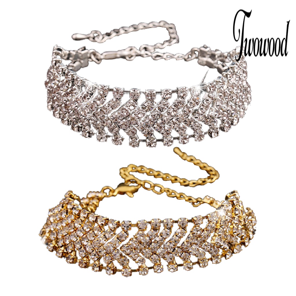 Gelang Multilayer Bahan Alloy Aksen Berlian Imitasi Handmade Untuk Pesta