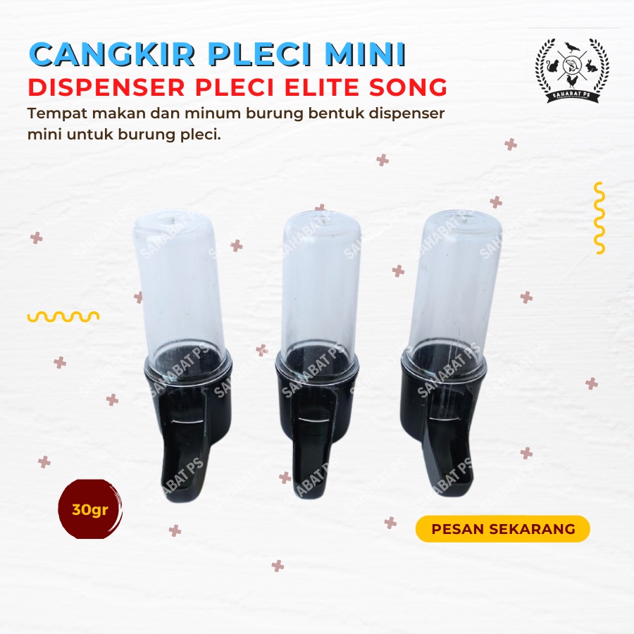 CEPUK TABUNG PLECI MINI ELITE SONG TEMPAT MAKAN MINUM BURUNG 1 SET ISI 2