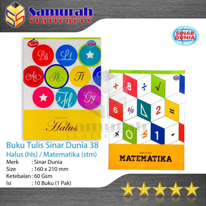 

Terlaku Buku Tulis Sinar Dunia 38 Lembar Halus Matematika Buku Tulis Sidu 38 - Kotak-kotak
