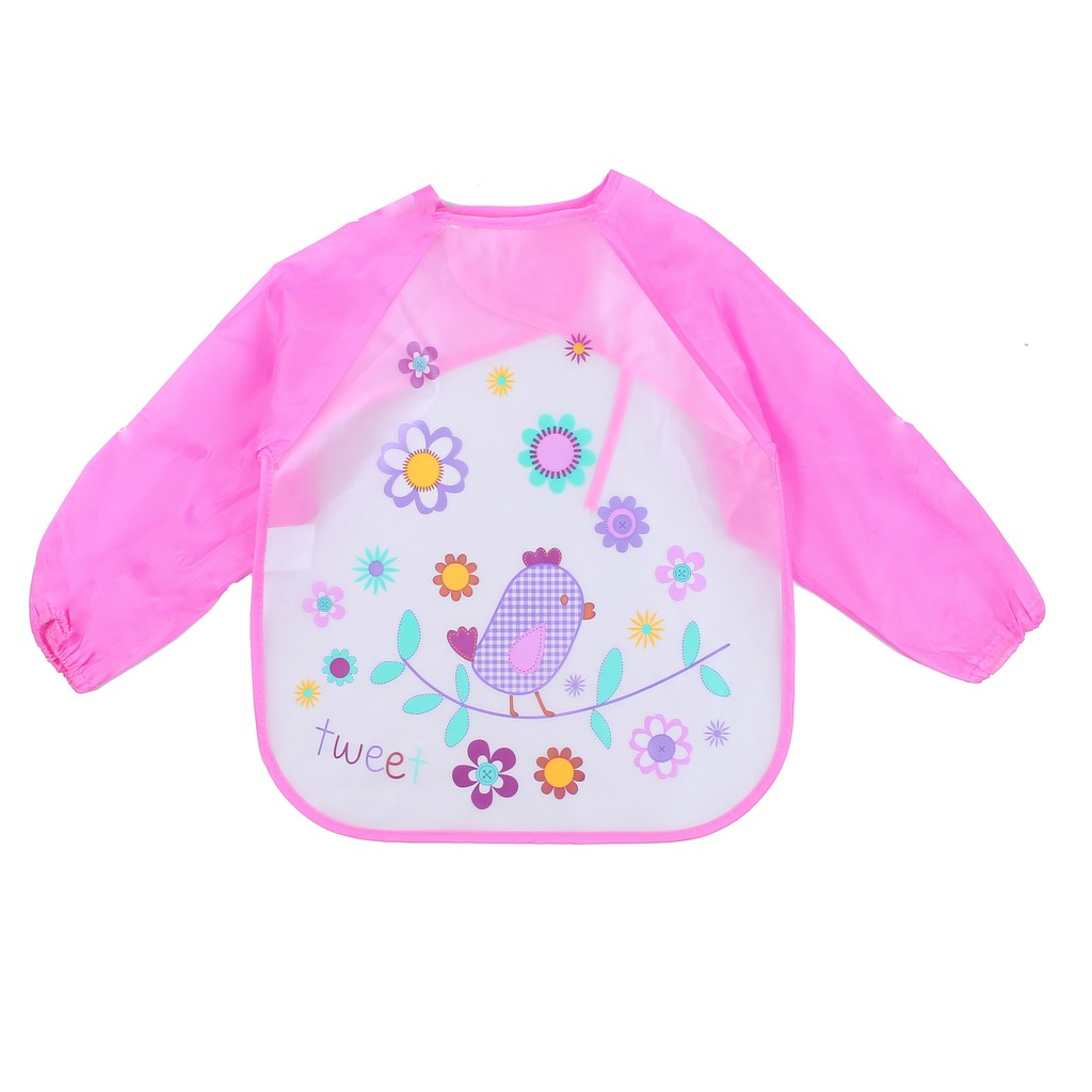 [Cocobaby.id] Bib/Celemek Bayi/Anak Lengan Panjang Anti Air Motif Print Kartun untuk Melindungi Baju