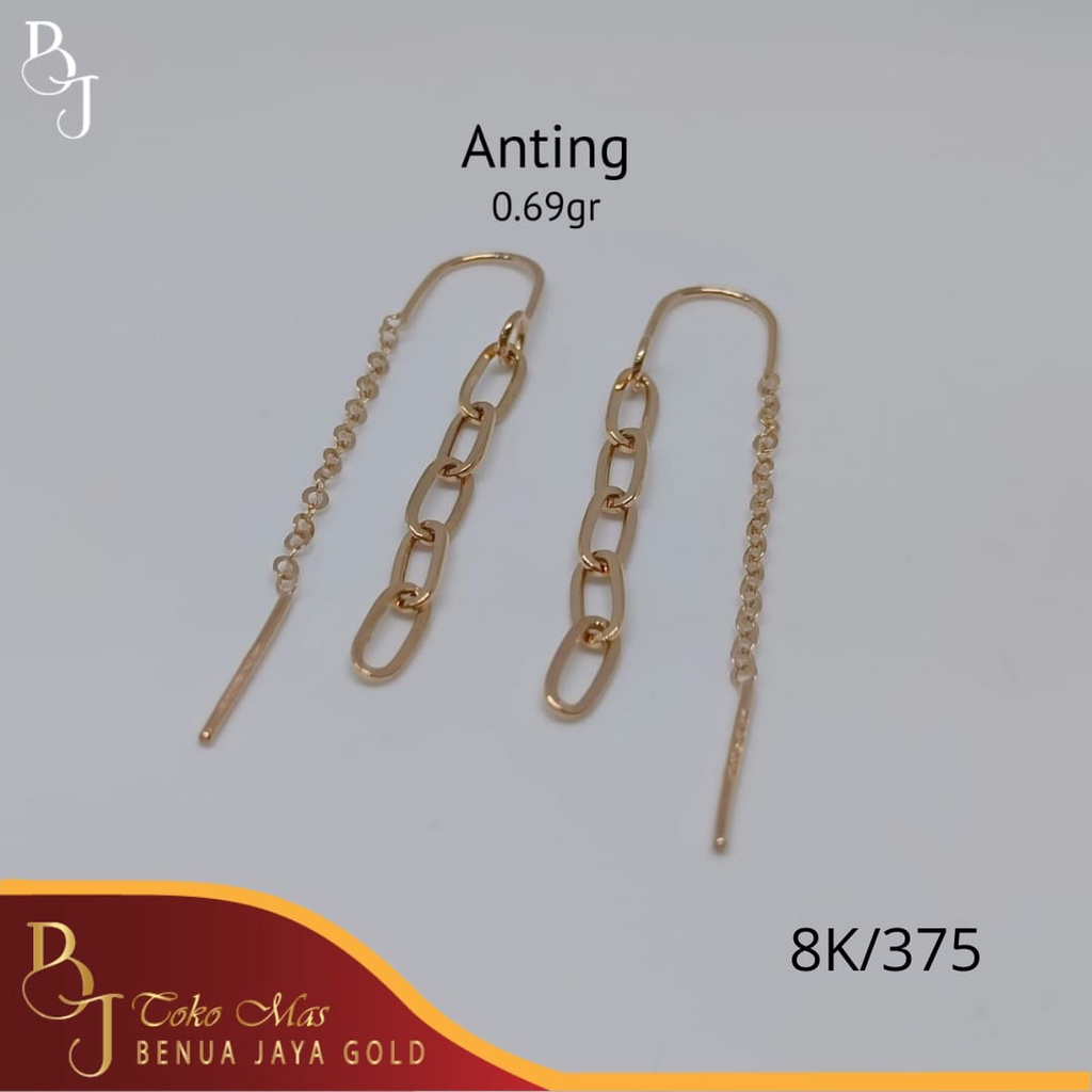 Anting Tusuk Rantai Emas 8K/375