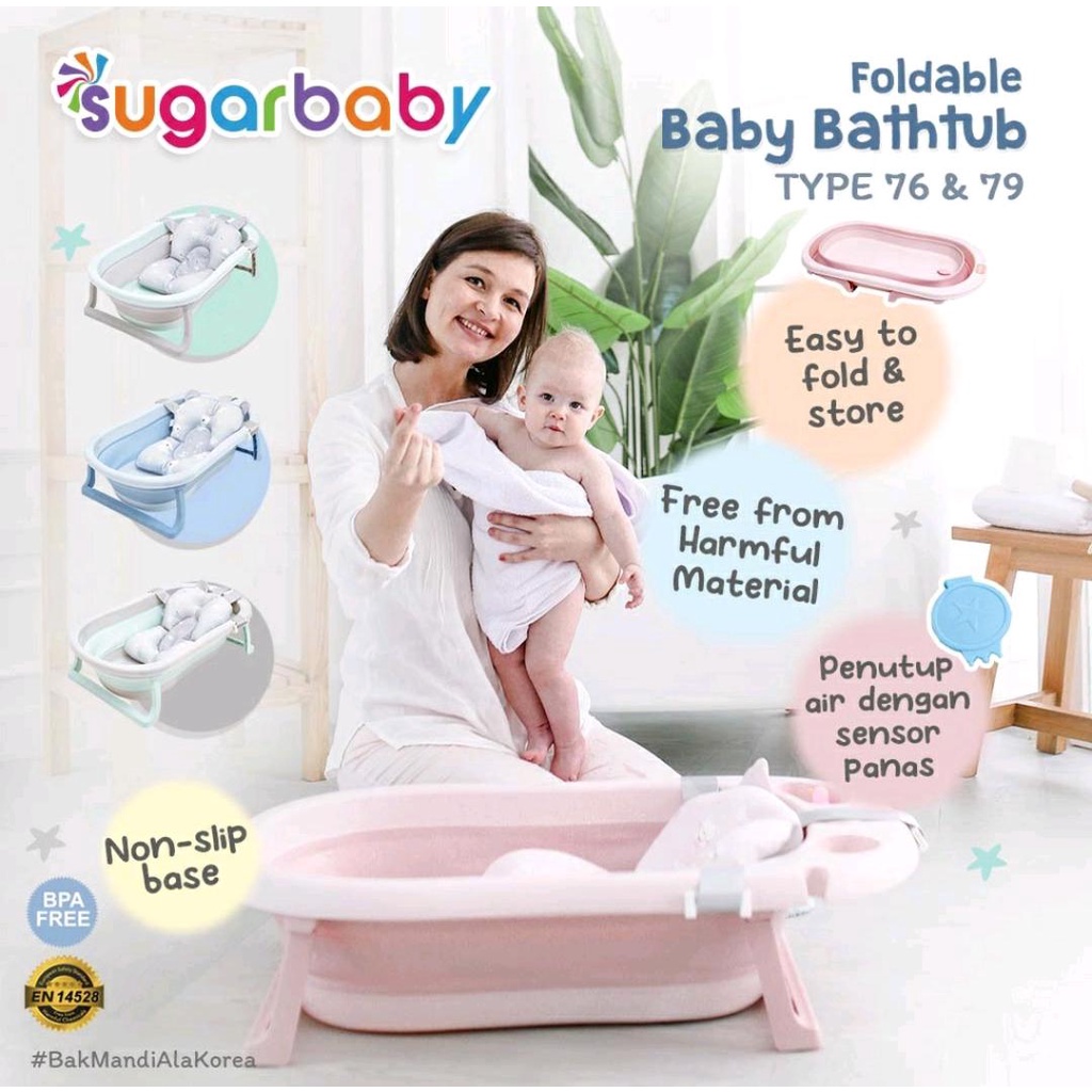 SUGARBABY FOLDABLE BABY BATHTUB DENGAN SENSOR PANAS F76 / BAK MANDI LIPAT DENGAN SENSOR PANAS