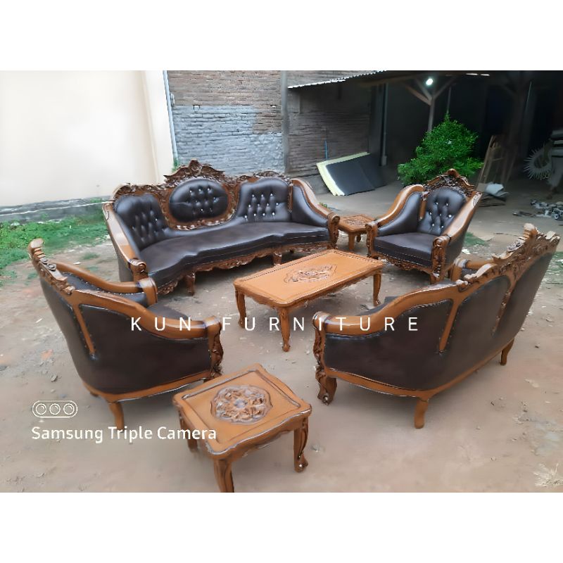 Kursi Tamu Sofa Romawi Ganesa Kayu Jati Mebel Ganesha royal Furniture Asli Jepara