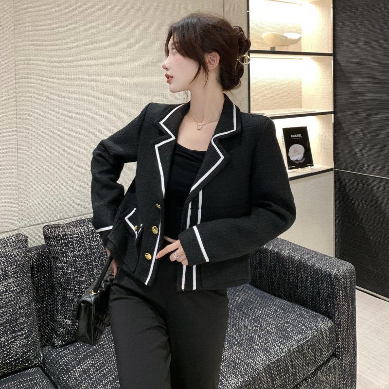 jaket korean style wanita coat women short and small perfume style tweed palace style autumn cardiga