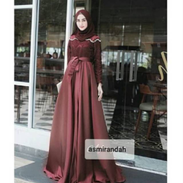 Gamis Maxi Asmirandah LD110 Terbaru FashionMuslim/Busana Muslim/Baju Muslim/Gaun Muslim/Dress Muslim