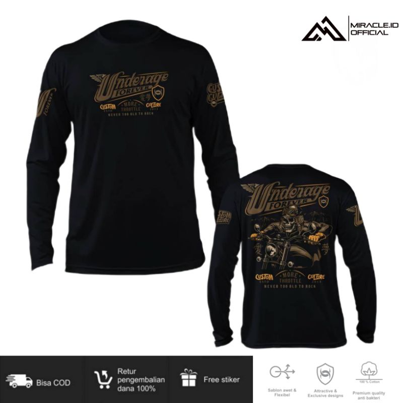 KAOS DISTRO PRIA ORIGINAL UNDERAGE KAOS MOTOR CUSTOM KEREN MURAH BAJU LENGAN PANJANG BRANDED PREMIUM