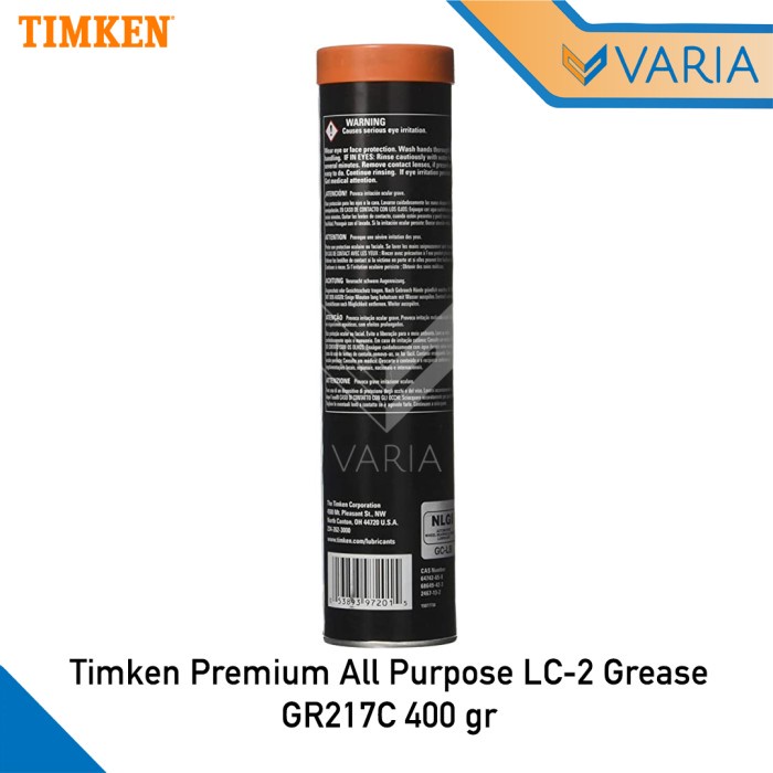 Timken Premium All Purpose LC-2 Grease 400 gr Stempet NLGI 2.0 GR217C