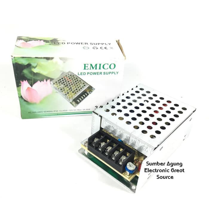 LED Power Supply 3A EMICO Adaptor AC 220 ke DC untuk Strip LED IP20