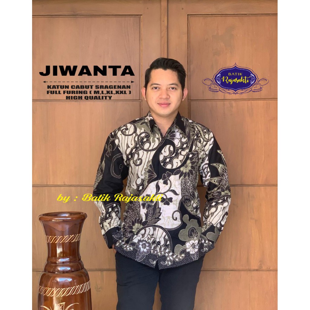 JIWANTA Kemeja Batik Pria Lengan Panjang Katun Halus FULL FURING Rajasakti