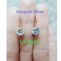 Anting desy remaja/dewasa Rose gold mata zircon putih perak asli 925/Silver lapisan mas kuning murni!!!