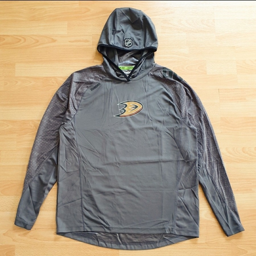 Anaheim Ducks Jacket Hoodie Original NHL Center Ice Hockey Gray Reebok Ori Gray Jaket Hoki Es USA