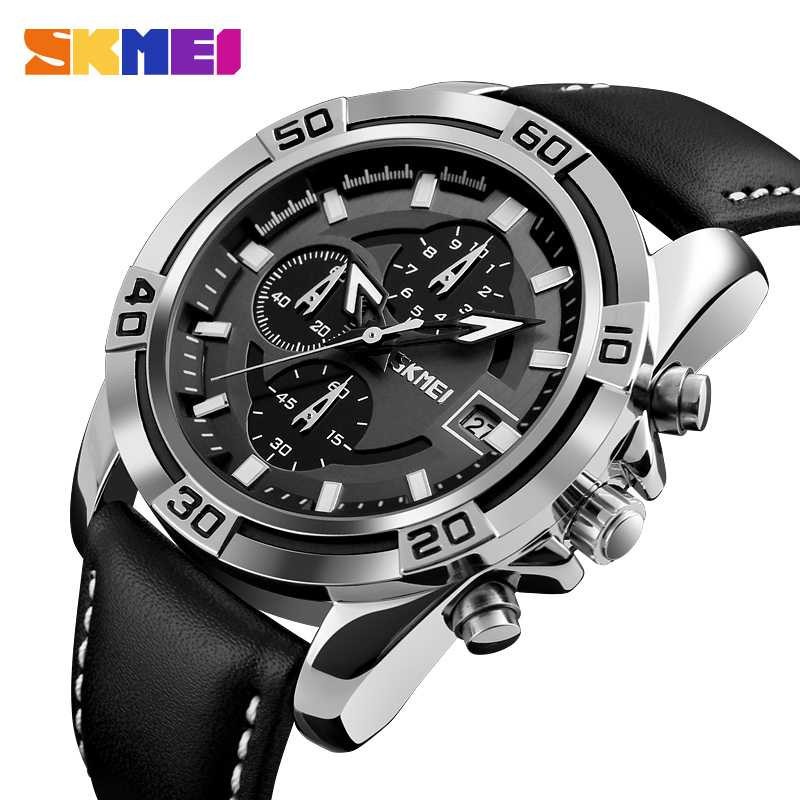 SKMEI 9156 Original Jam Tangan Pria Analog Kulit Jamtangan Cowok Keren Skimai Waterproof Kekinian