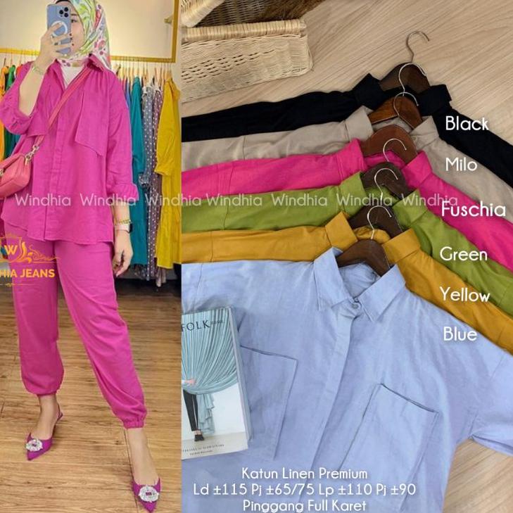 HOT SALE Avena Noah Solaria Daily One Set Setelan Bahan Katun Linen Pakaian Wanita Korea Jumbo Big S