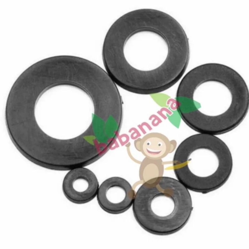 364pcs flat washer nylon ring cincin rata gelang plastik hitam kit set